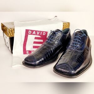 David Eden Orbit Ostrich Leg Navy Men's Dress Shoes 9.5